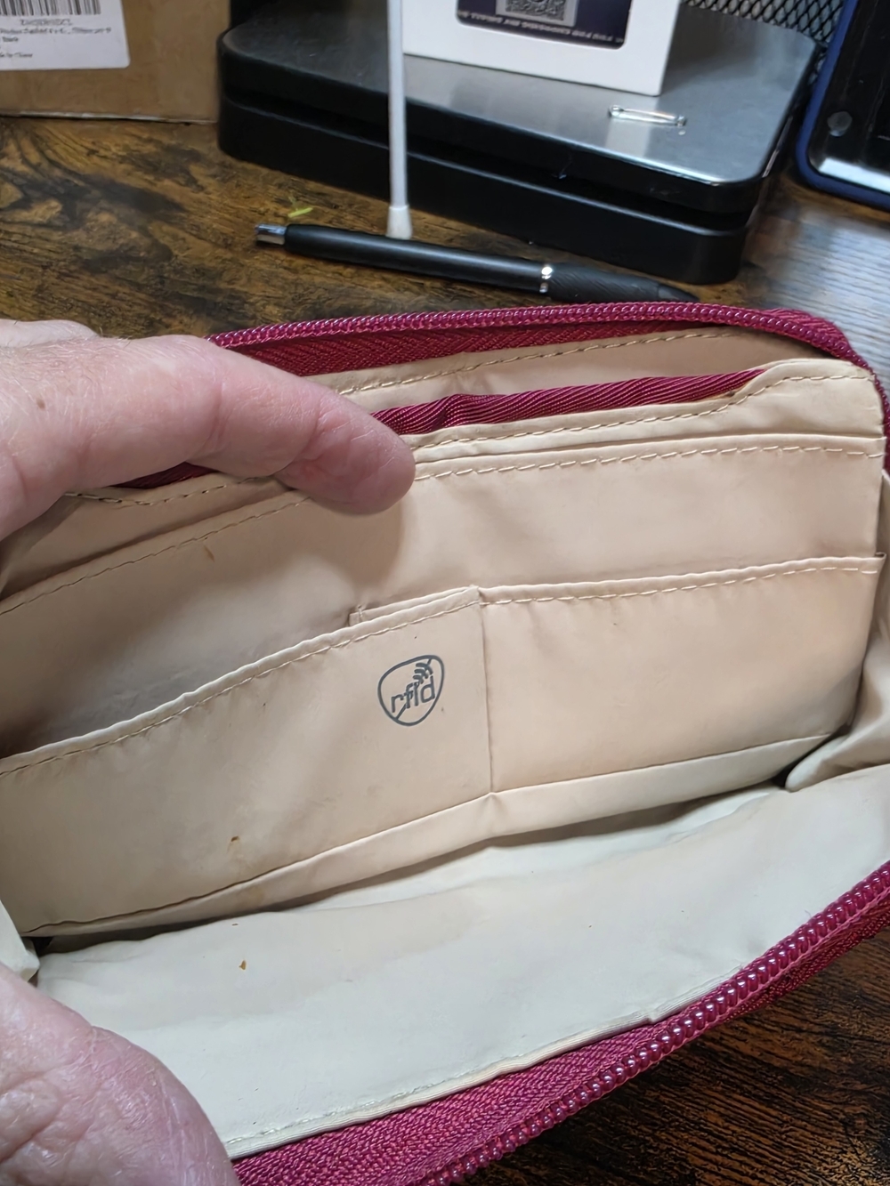 Travelon Quilted Wristlet Wallet in Raspberry - Picture 12 of 15